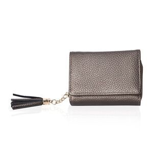 Tri-fold Zipper Wallet with Tassels Black